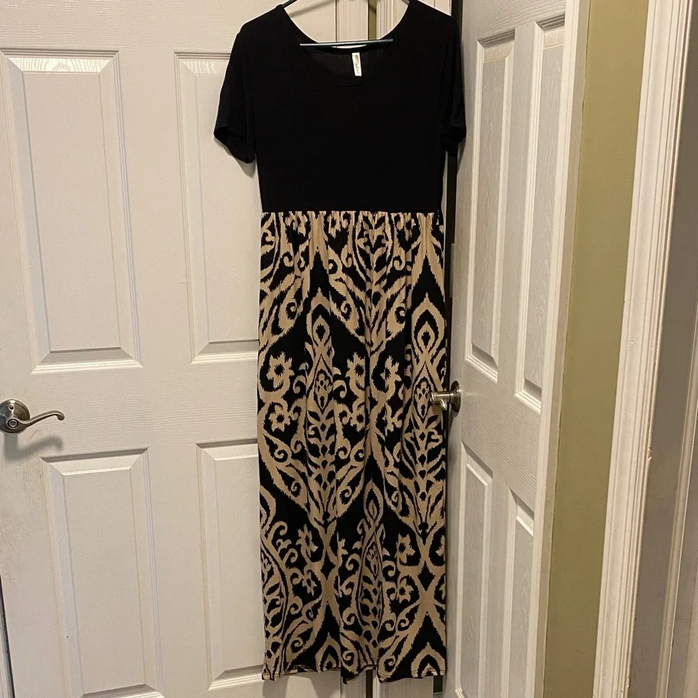 Women’s Size Large T Shirt Maxi Dress w/ Pockets by Grecerelle